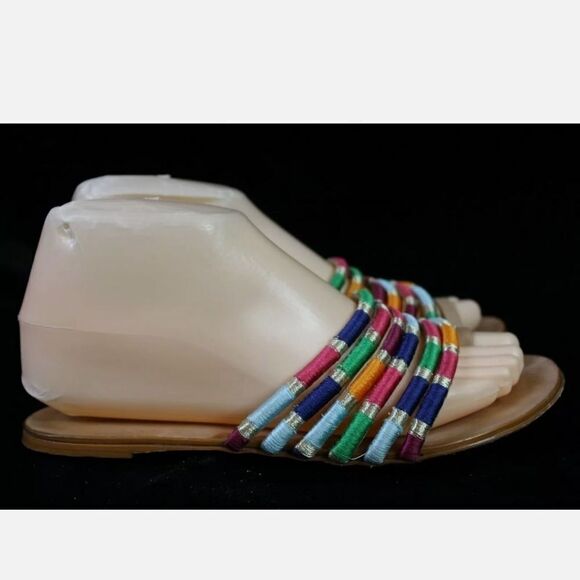 SCHUTZ Multicolor Braided Carmen Leather Slip On Sandal Women's Size 7B - Picture 7 of 9